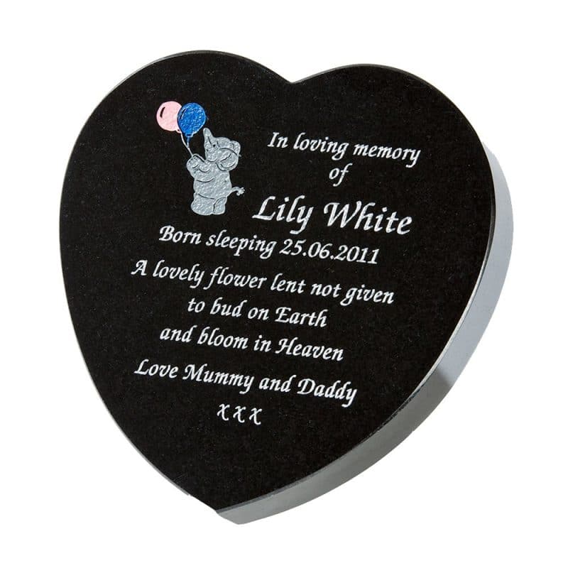 H1 Heart Black Granite